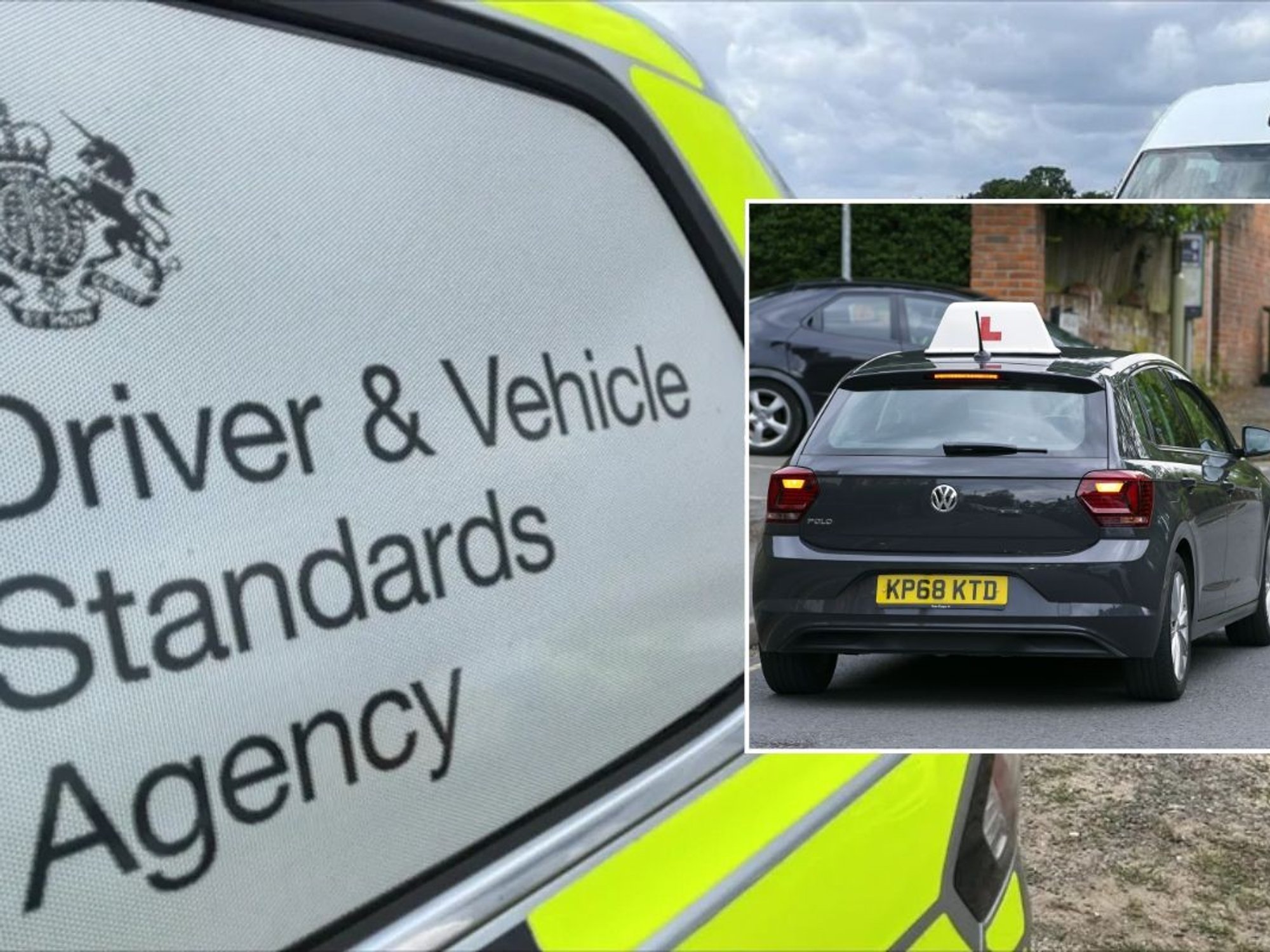 DVSA sign and a learner driver car