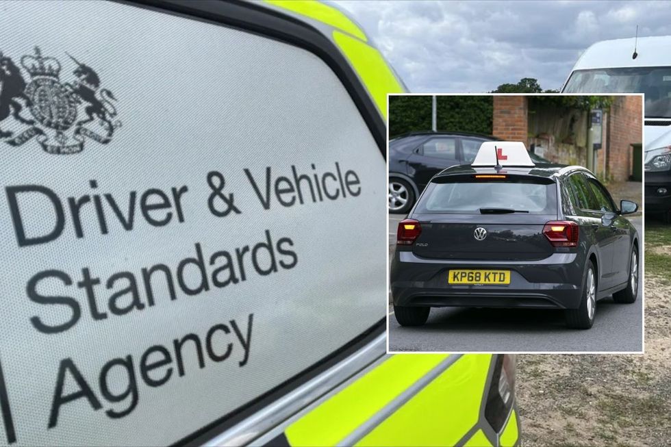 DVSA sign and a learner driver car