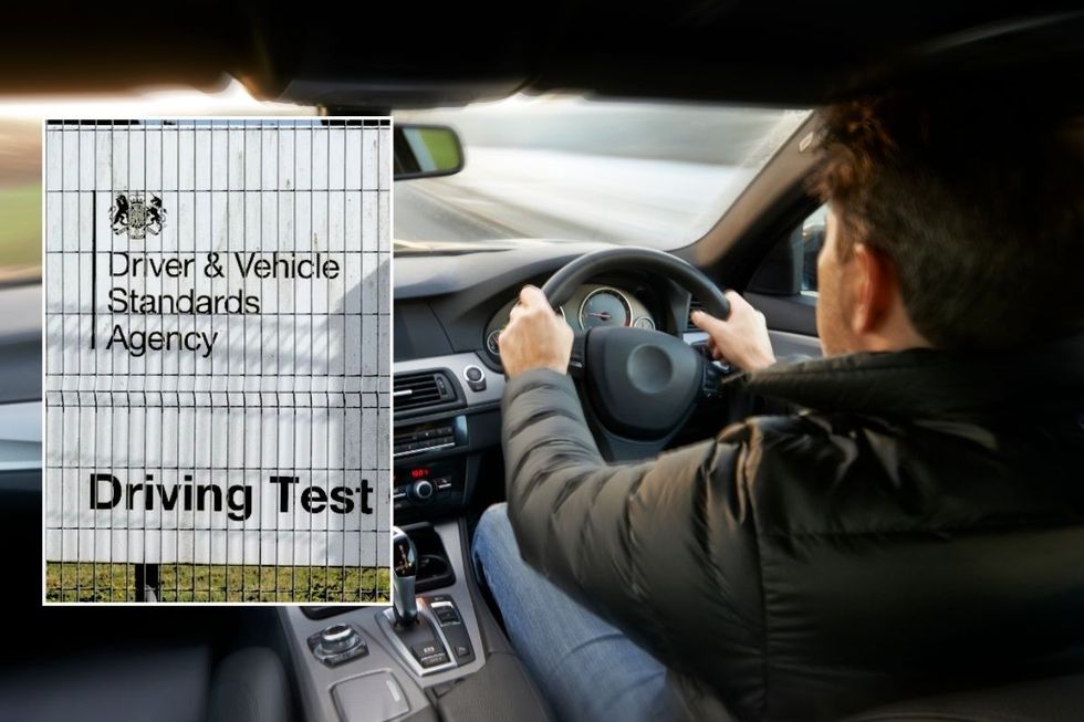 DVSA sign and a person driving