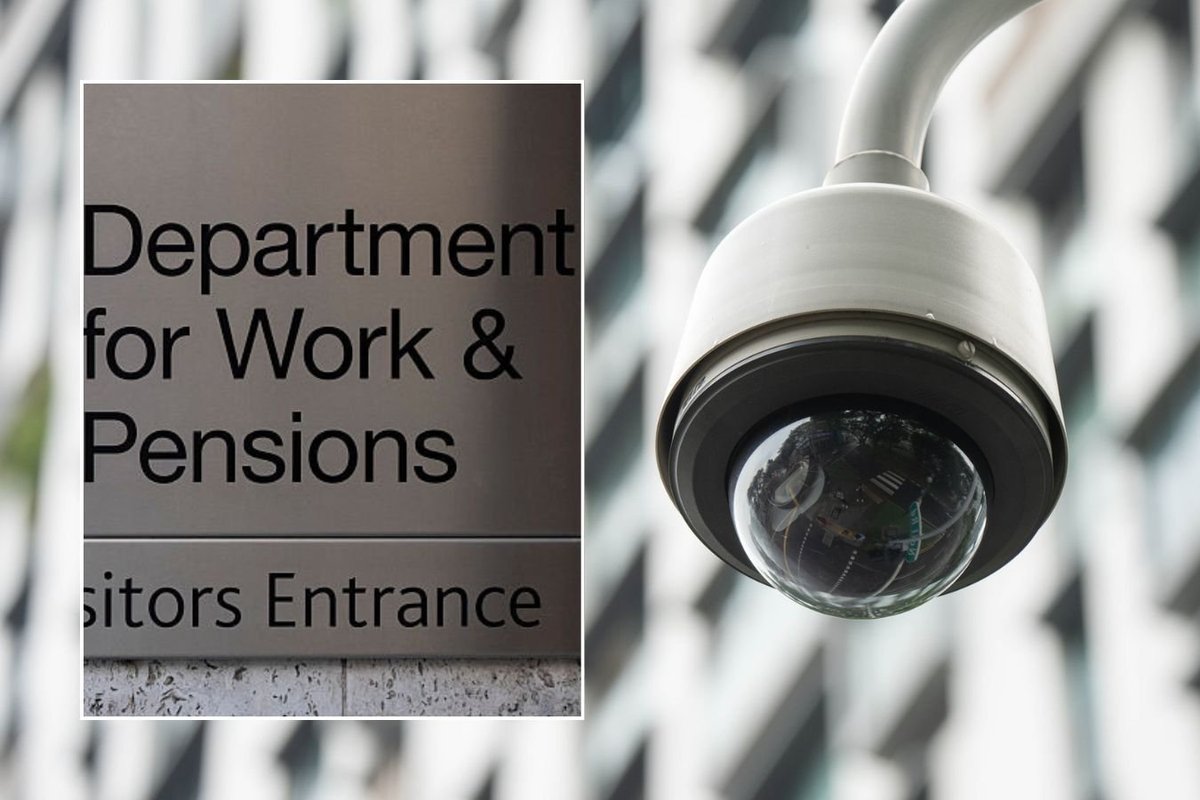 DWP sign and surveillance camera