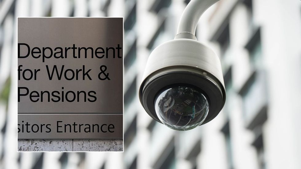 DWP sign and surveillance camera
