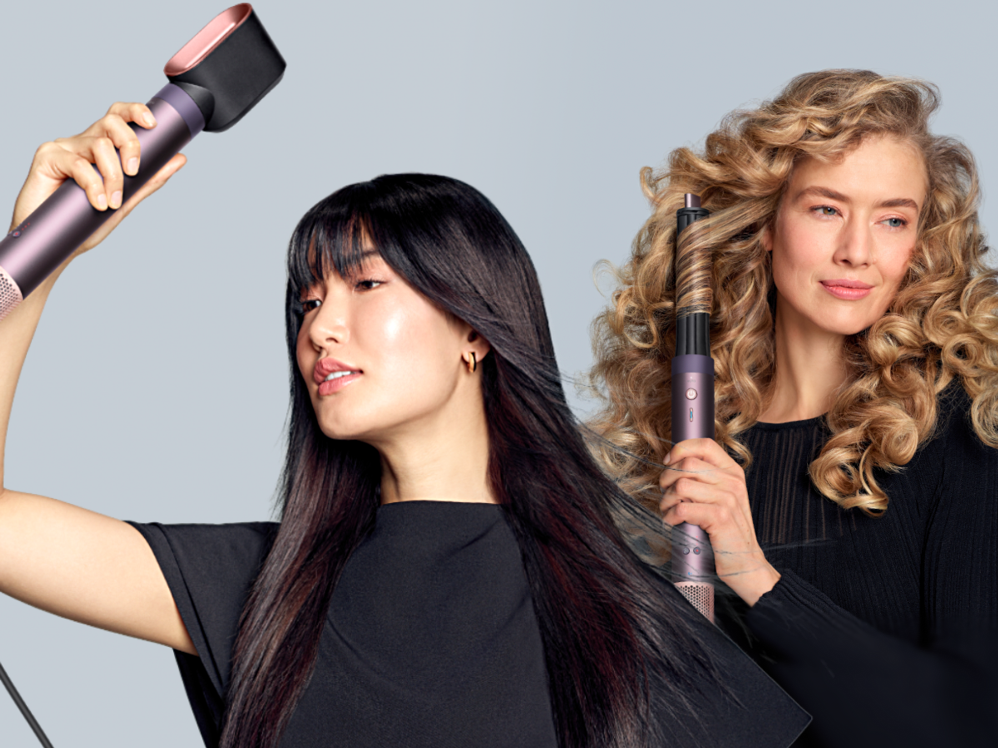 Dyson Airwrap i.d. multistyler used by two different models using two different attachements