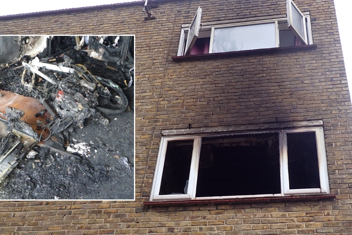 E-bike fire and building damage