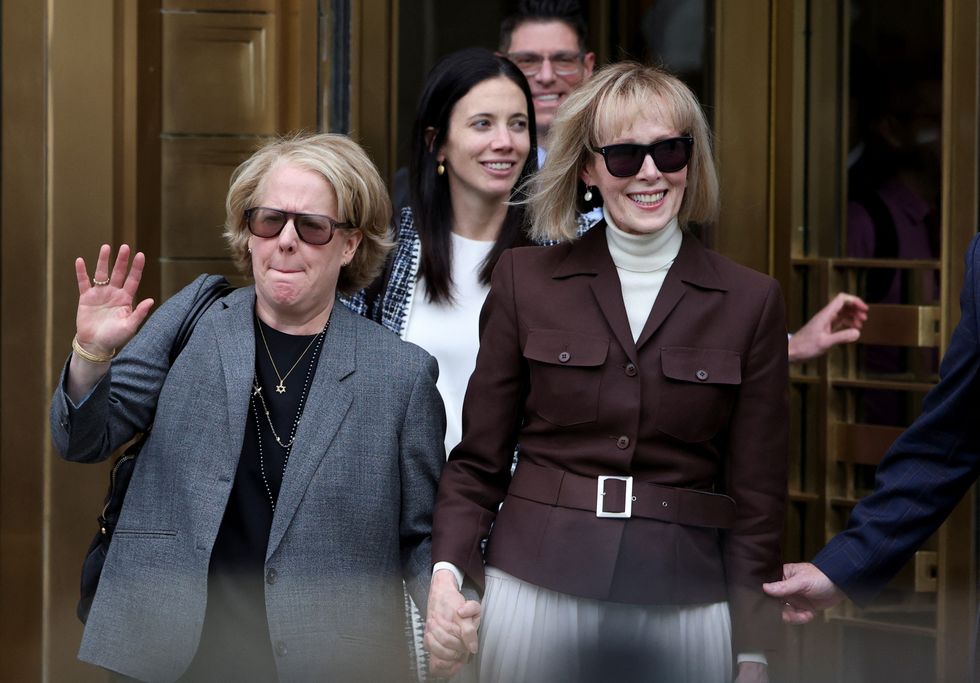 E Jean Carroll exits the Manhattan Federal Court following the verdict in the civil rape accusation case