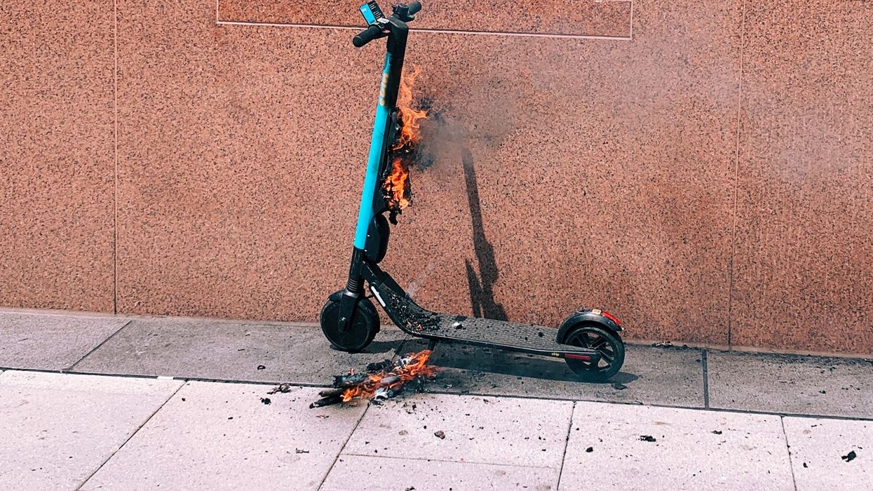 E-scooter on fire