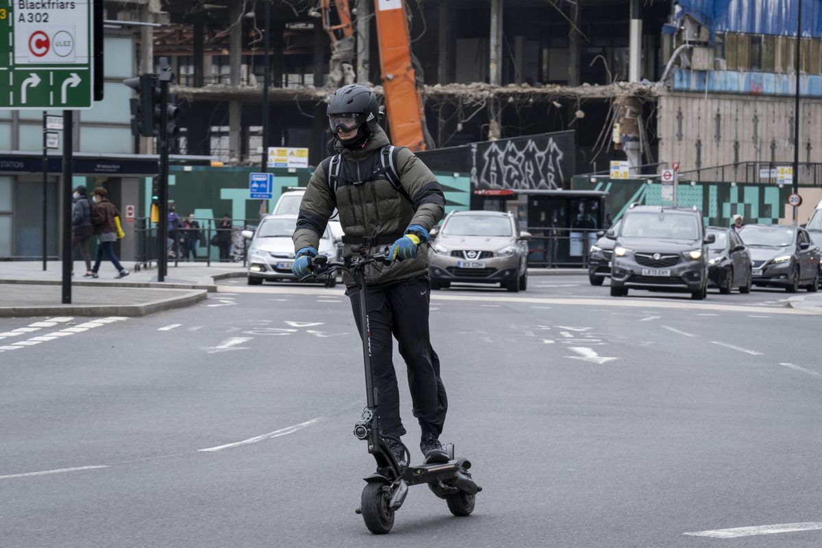 E-scooter rider in London