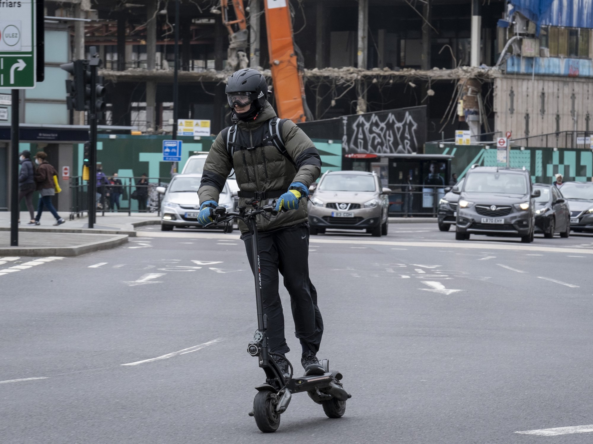 E-scooter riding in traffic