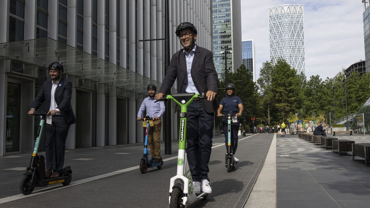 E-scooters riding through London