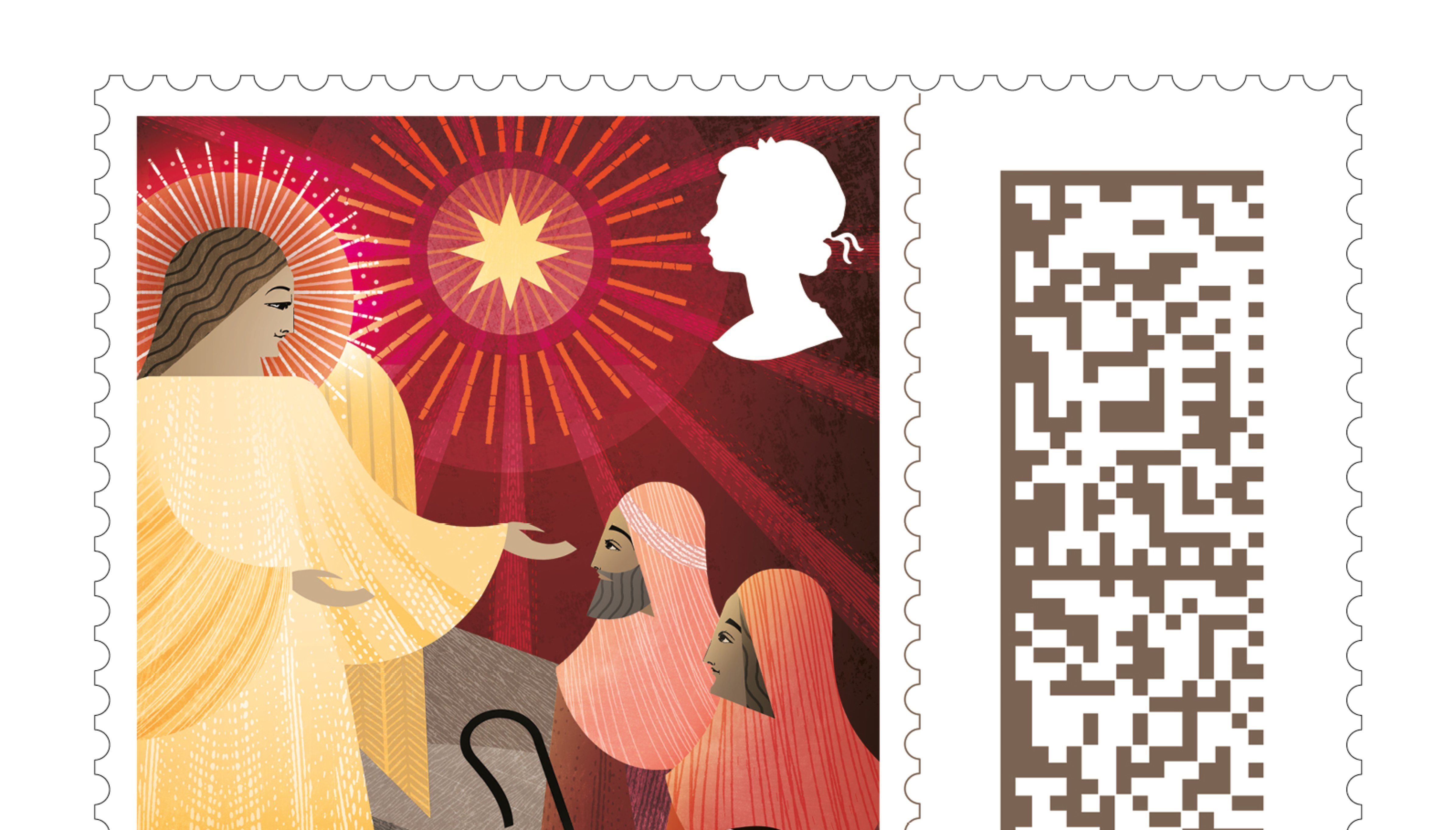 Each stamp features a barcode that takes customers to a festive video of Shaun the Sheep.