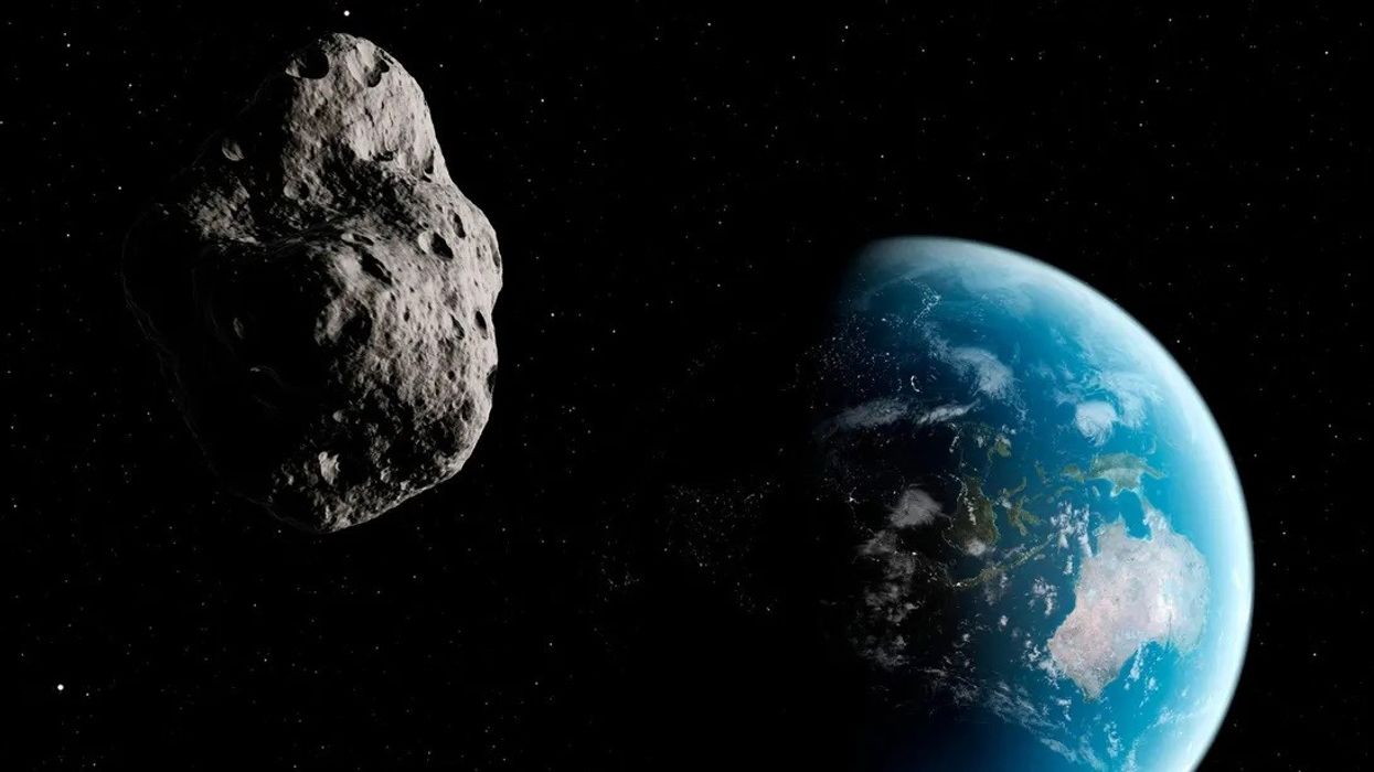 Earth and an asteroid