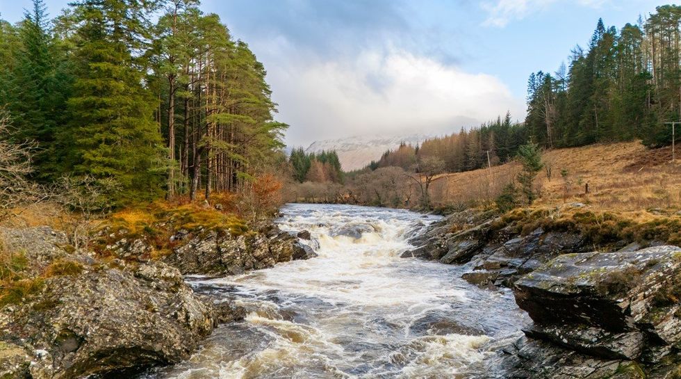 Easan Dubha Waterfall in Glen Orchy Argyll and Bute, Scotland