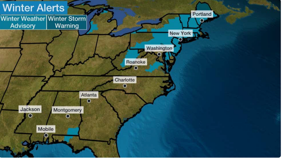 East coast regions on winter storm alert