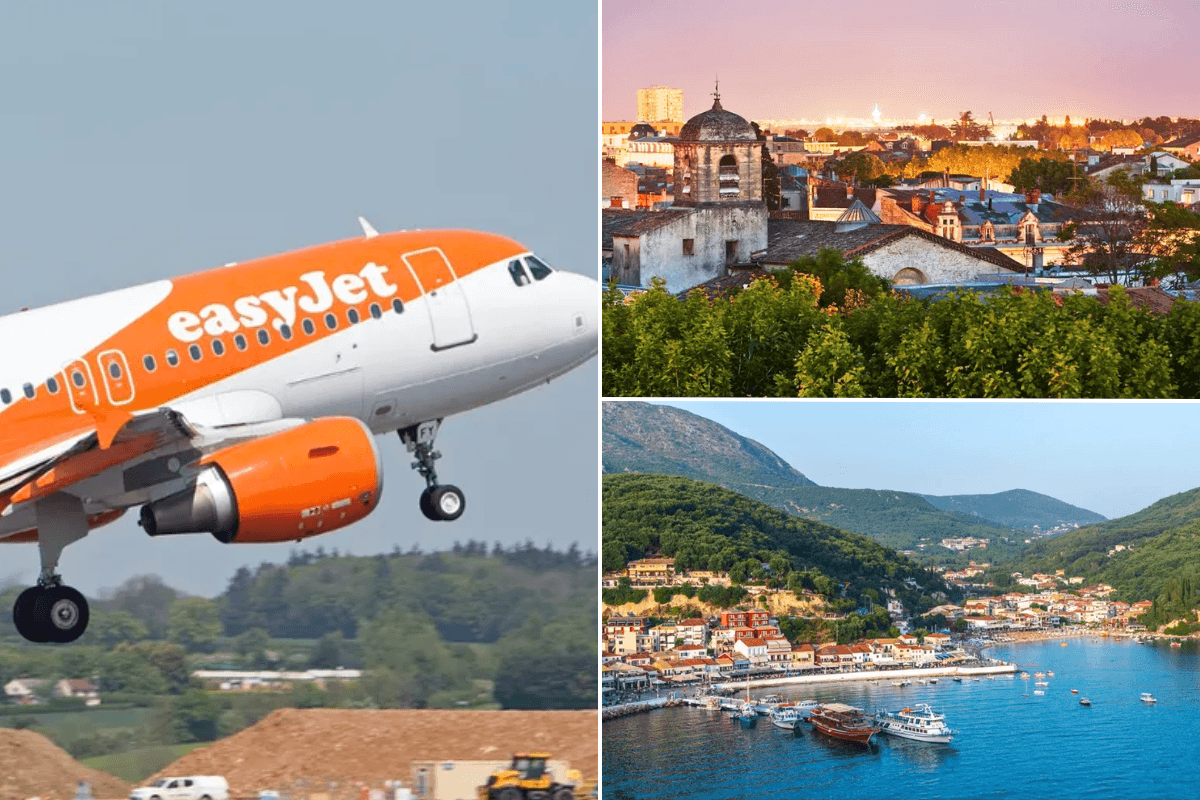 easyJet plane / Montpellier south of France / Preveza mountains and water north Greece