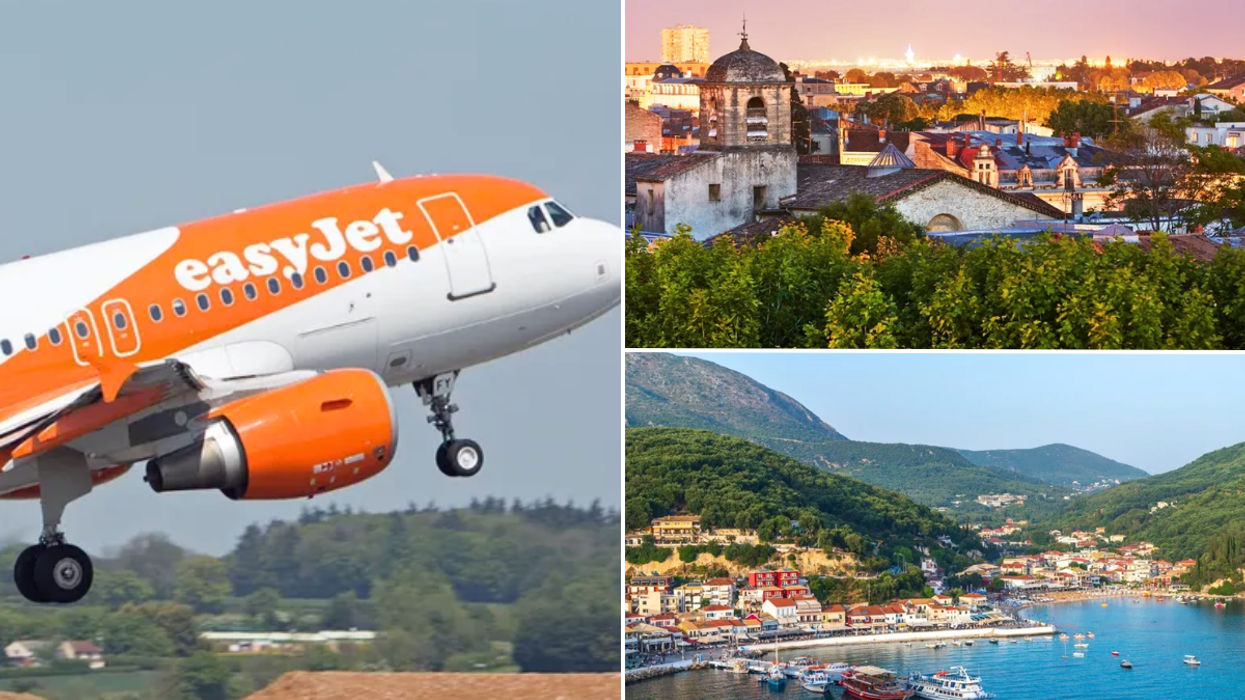easyJet plane / Montpellier south of France / Preveza mountains and water north Greece