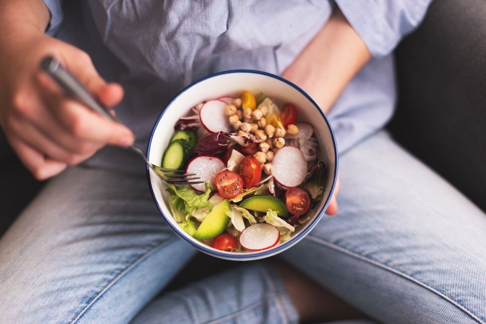 Eating a salad
