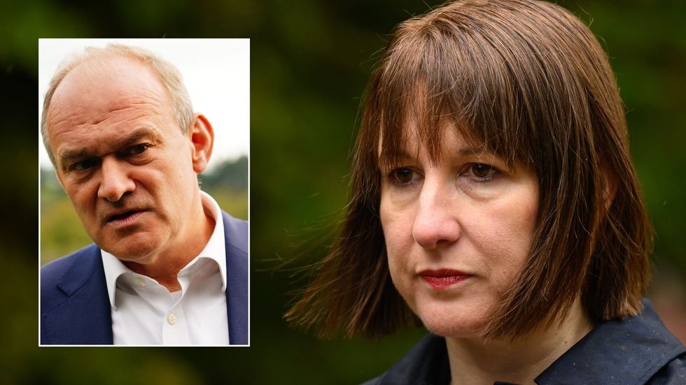 Ed Davey and woman looking distressed