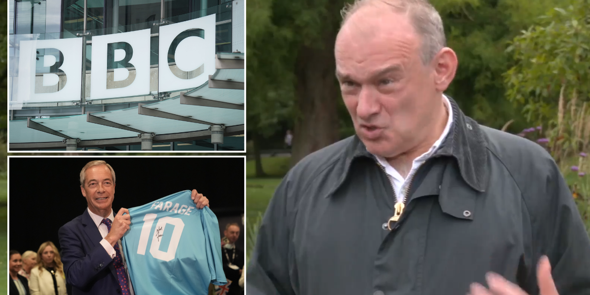 NextImg:Moment Ed Davey takes swipe at BBC for ‘wanting to put Nigel Farage on all of the time’