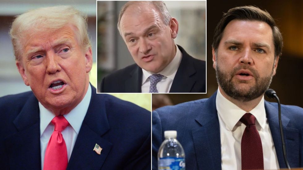 Ed Davey, Donald Trump and JD Vance