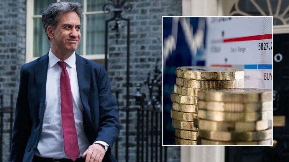 Ed Miliband and economy figures/pounds