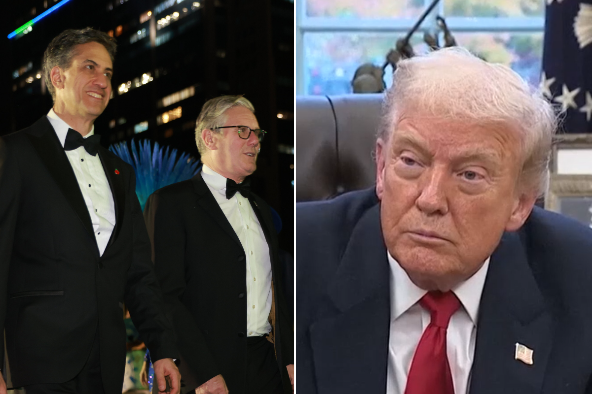 Ed Miliband and Keir Starmer; Donald Trump