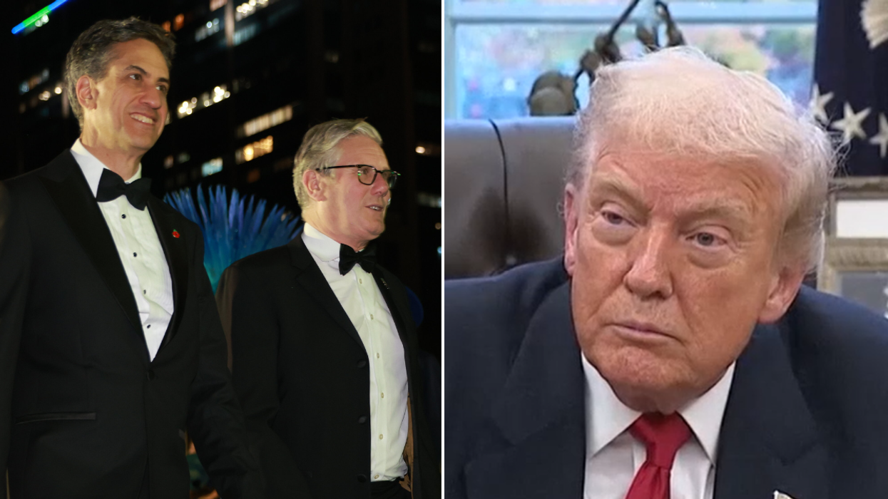 Ed Miliband and Keir Starmer; Donald Trump