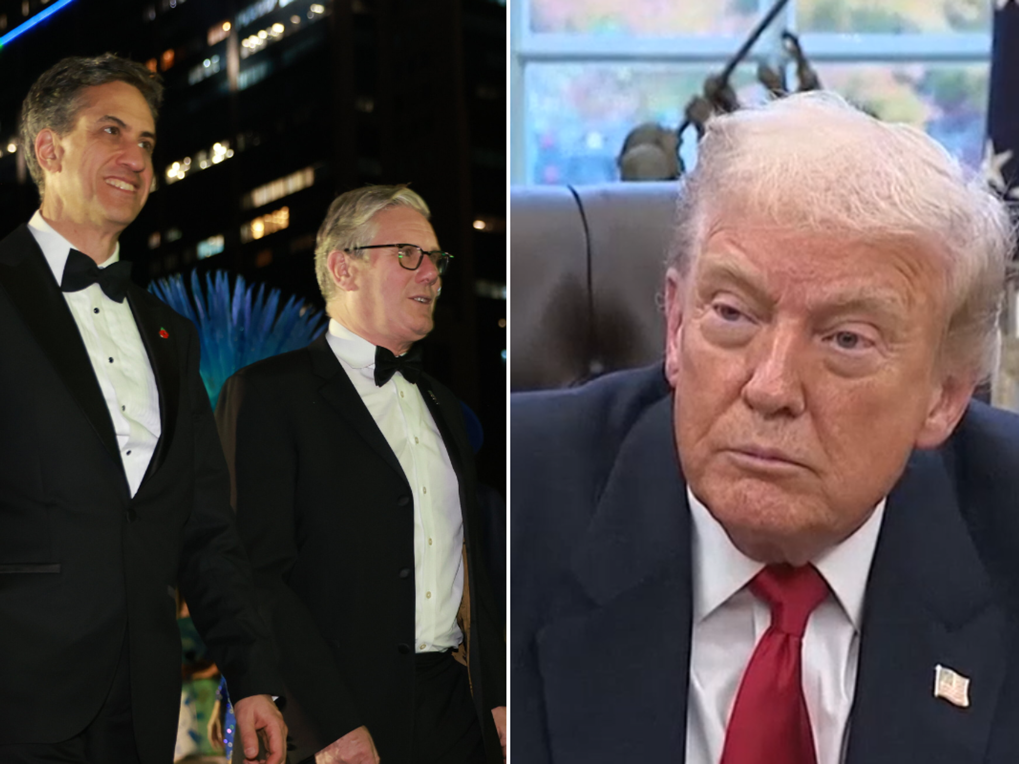 Ed Miliband and Keir Starmer; Donald Trump