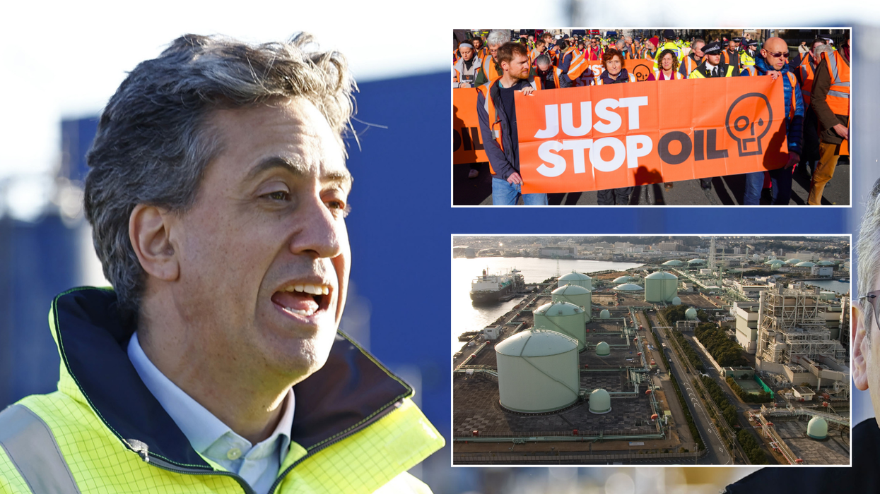 Ed Miliband/Just Stop Oil protesters/gas terminal