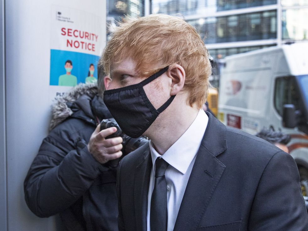 Ed Sheeran outside the Rolls Building, High Court in central London, where he is bringing a legal action over his 2017 hit song 'Shape of You' after song writers Sami Chokri and Ross O'Donoghue claimed the song infringes parts of one of their songs.
