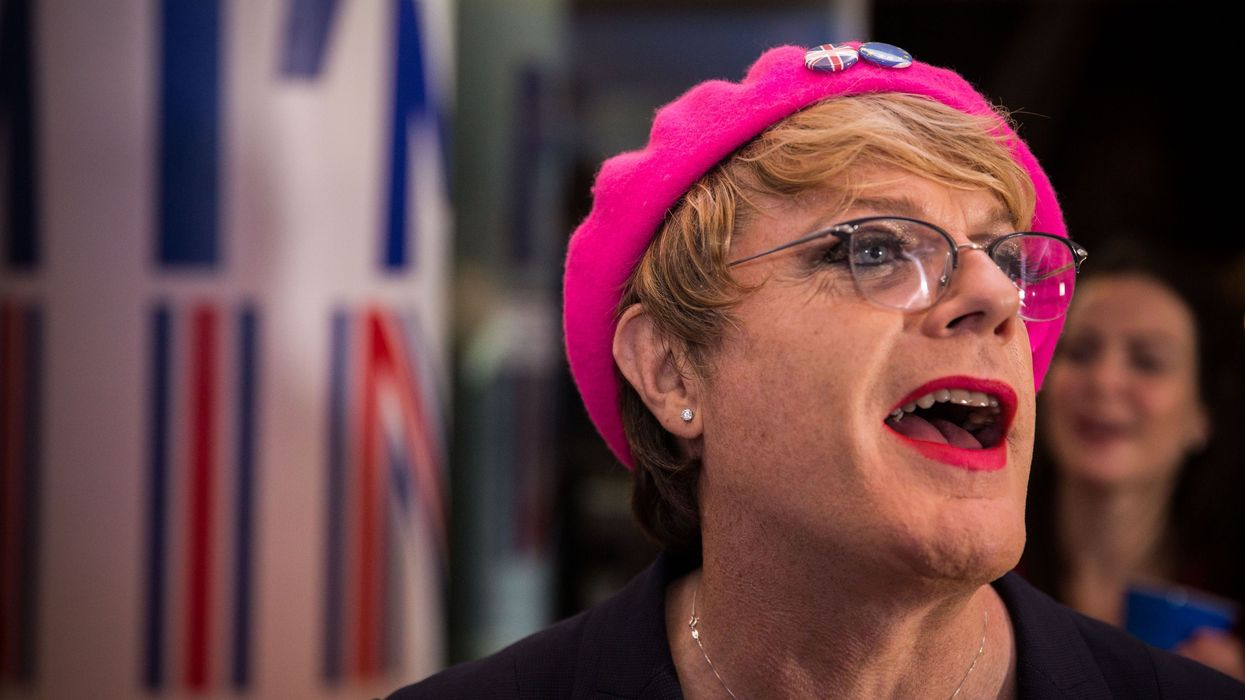 Eddie Izzard joins supporters of the Stronger In campaign as they gather to wait for the result of the EU referendum at London's Royal Festival Hall.