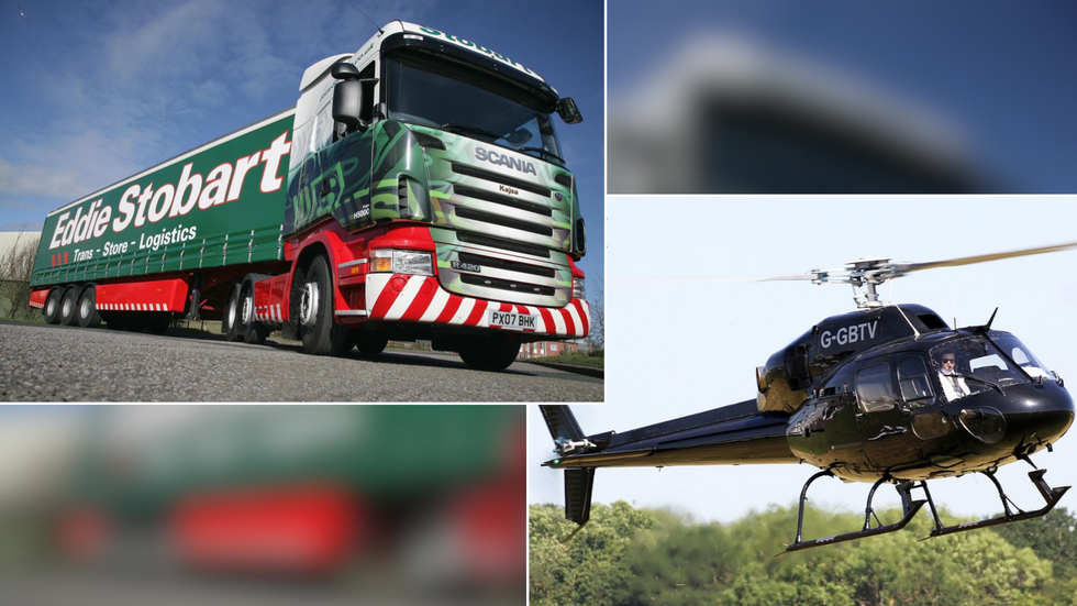 Eddie Stobart lorry/GB Helicopters helicopter