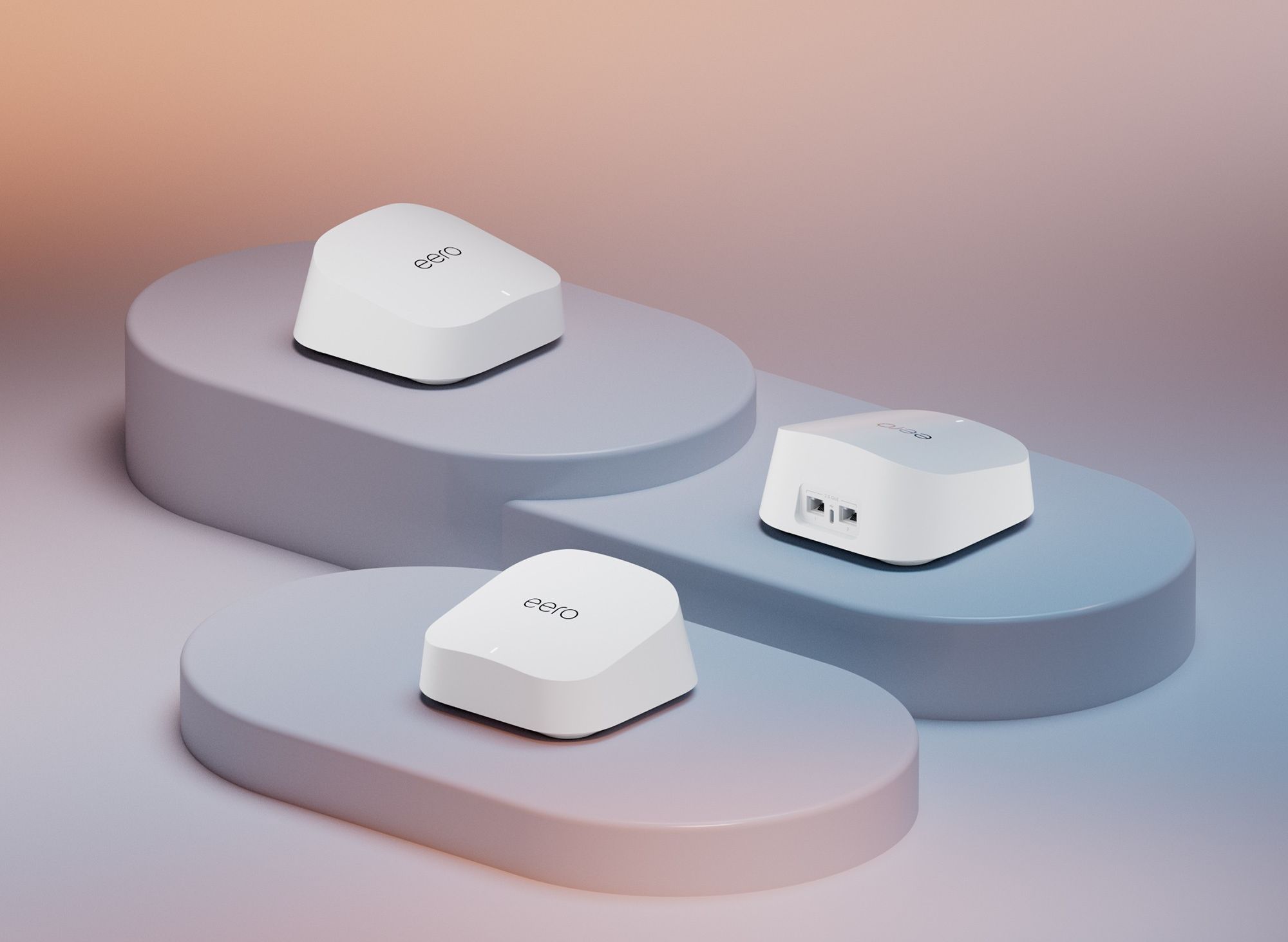 eero 7 wi-fi node pictured in a three pack