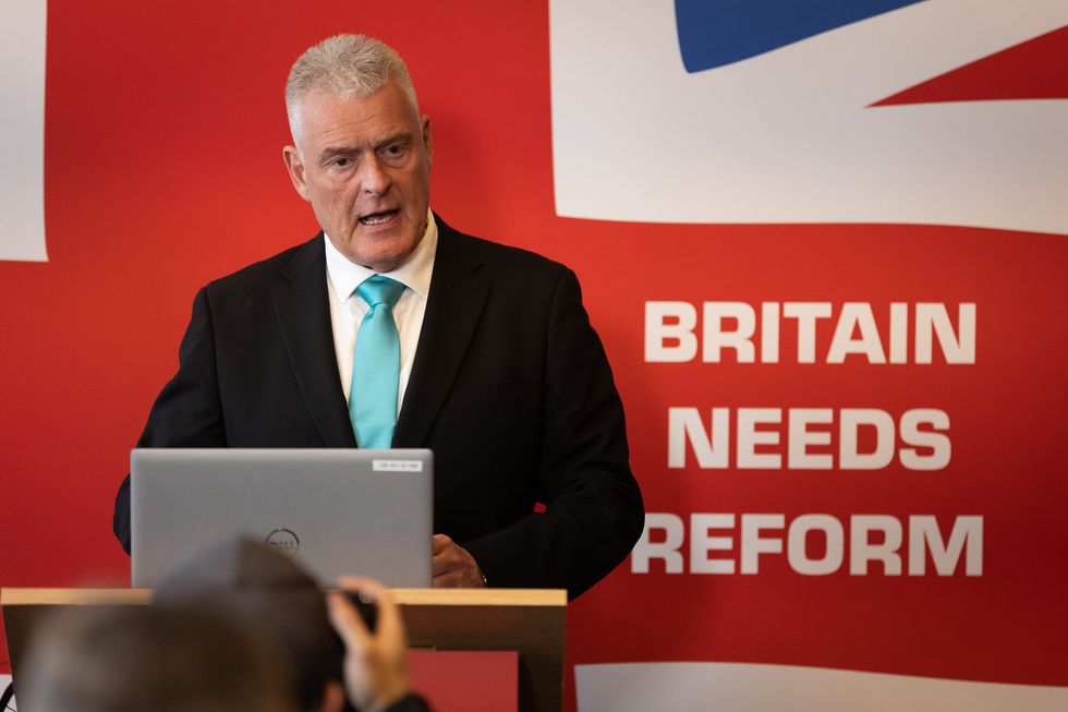 eform UK MP for Ashfield Lee Anderson speaks at a press conference at the Institute of Marine Engineering and Science Technology in London
