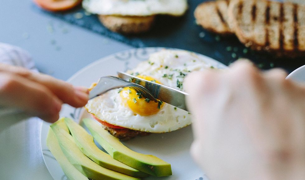 Eggs and avocado breakfast