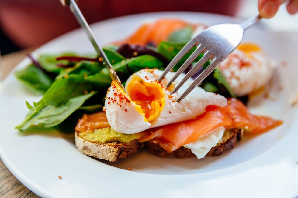 Eggs and salmon on toast
