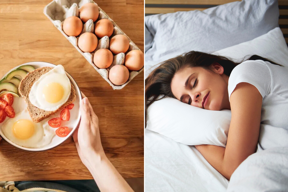 eggs on toast / woman sleeping