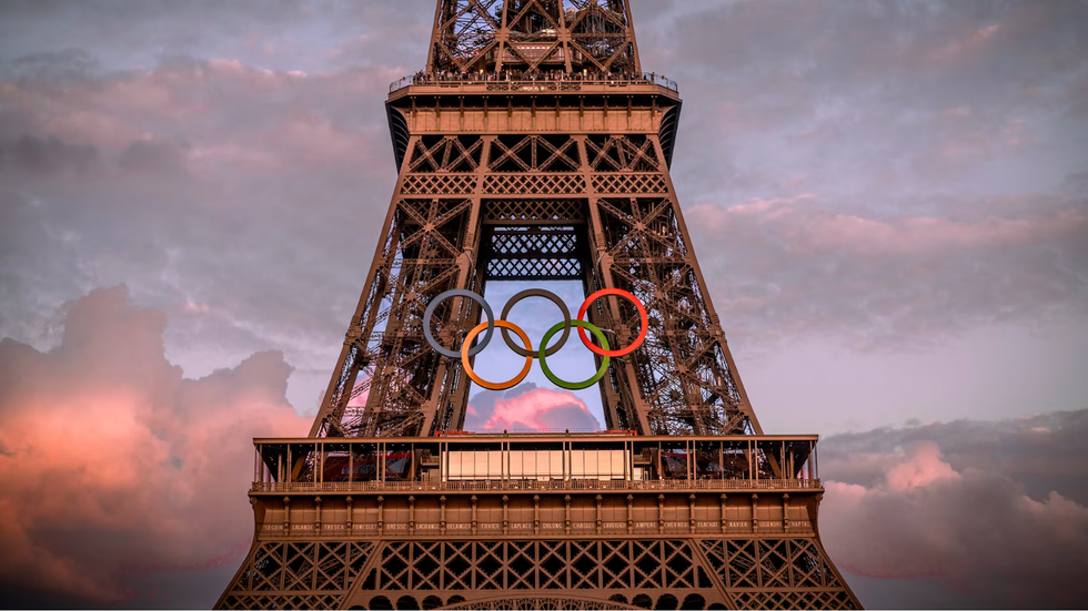 Eiffel Tower with Olympic rings