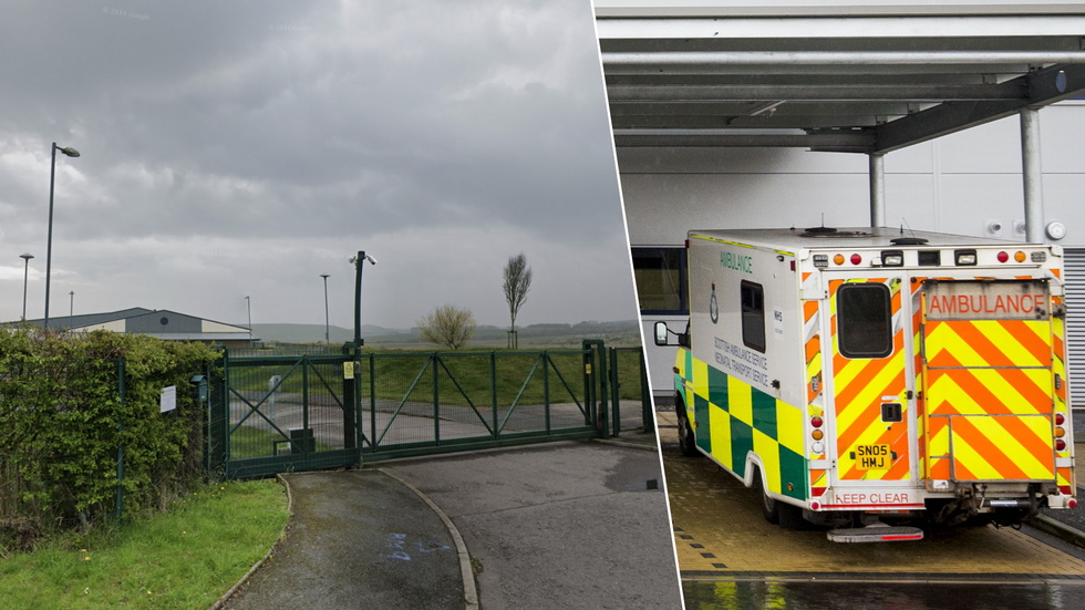 Eigie Rd car park entrance/Scottish ambulance
