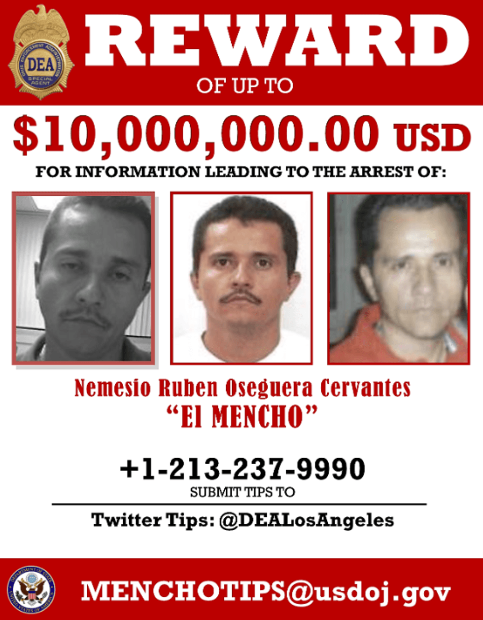 El Mencho wanted poster