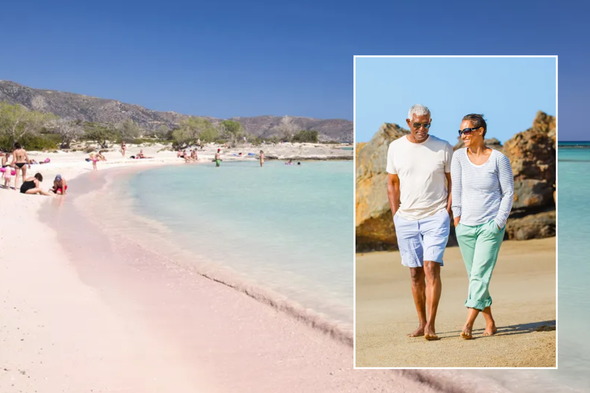 Elafonissi Beach Crete / couple walking on a beach
