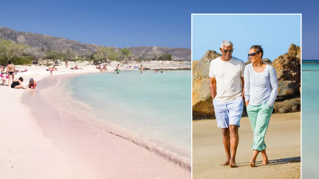 Elafonissi Beach Crete / couple walking on a beach