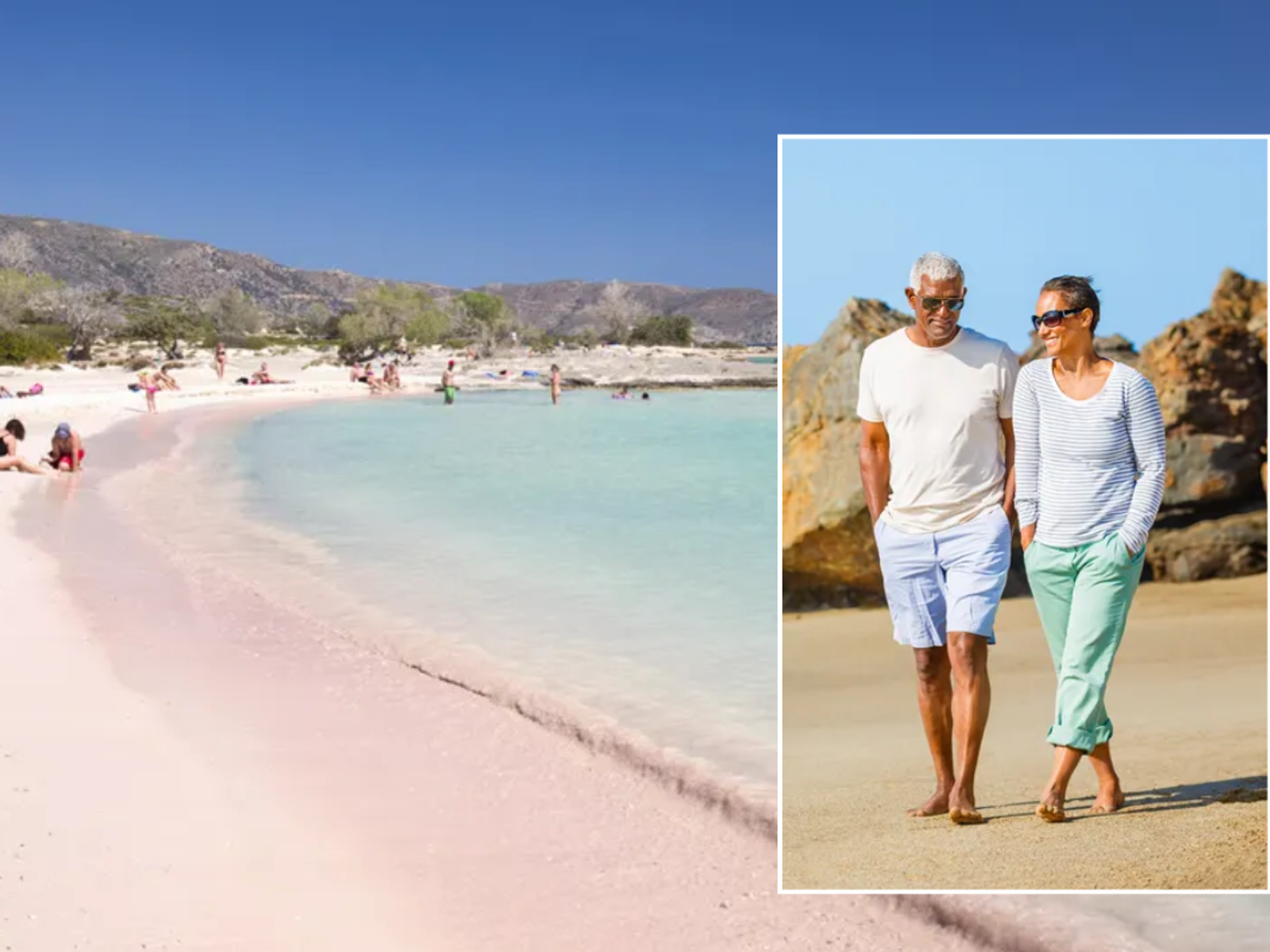 Elafonissi Beach Crete / couple walking on a beach