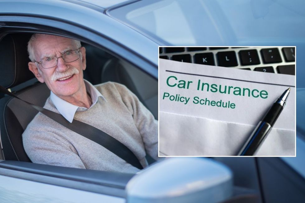 Elderly driver and a car insurance policy schedule
