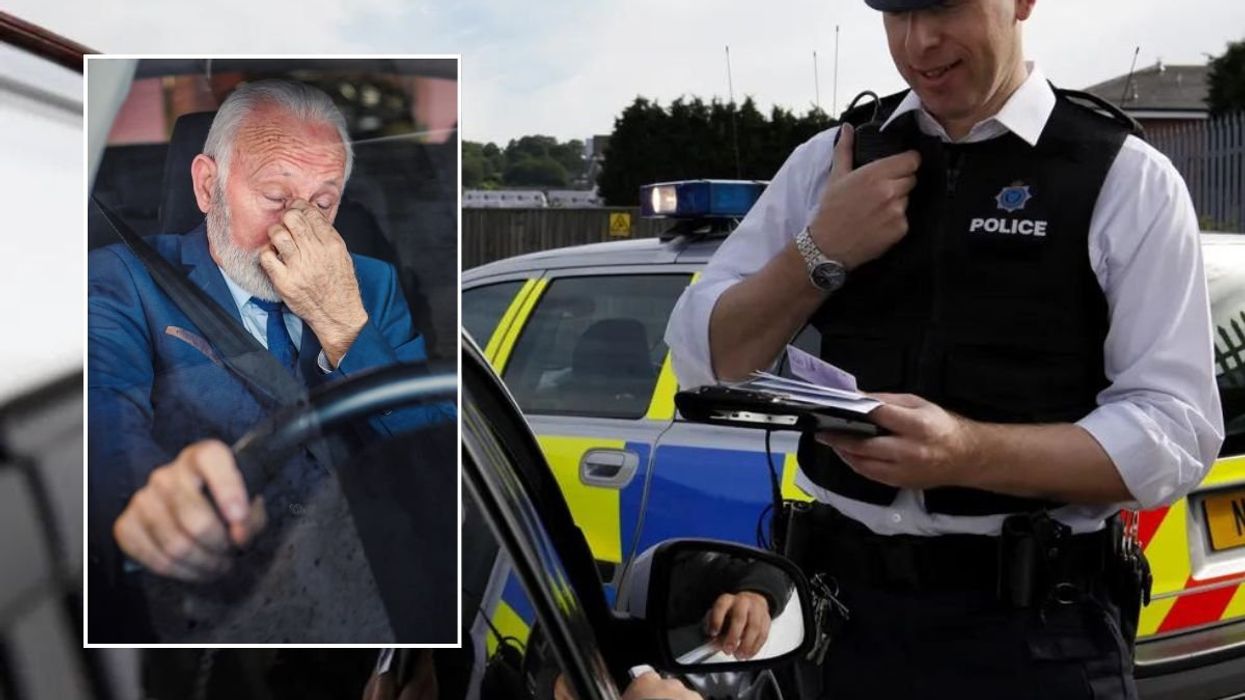 Elderly driver and a police officer