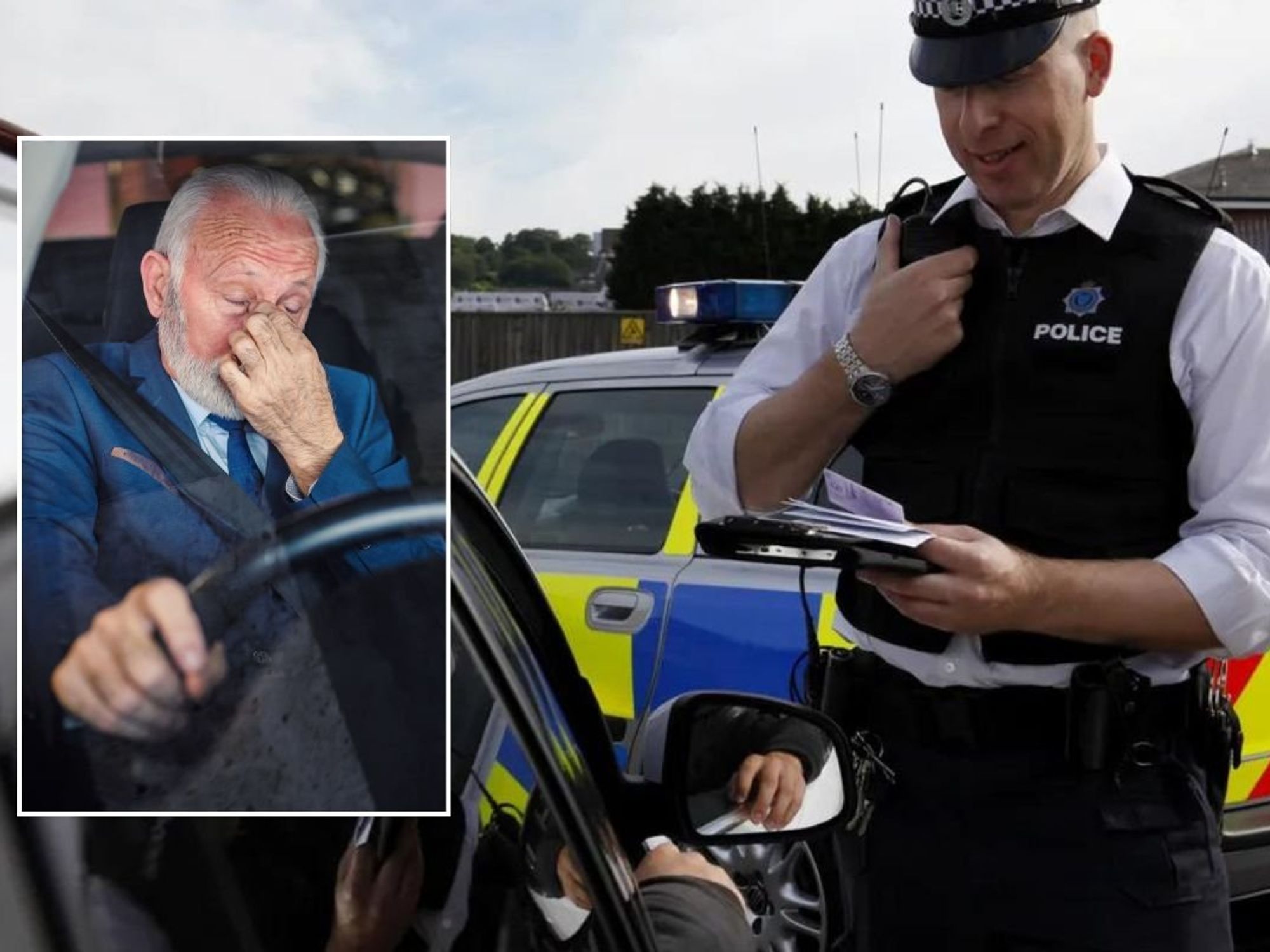 Elderly driver and a police officer