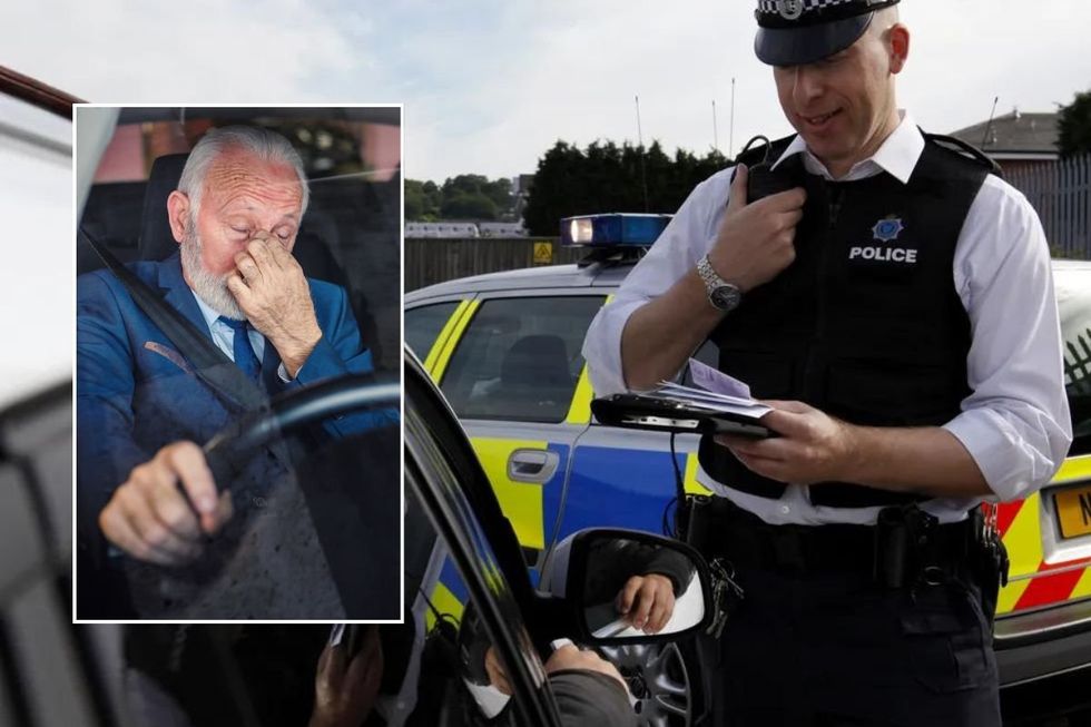 Elderly driver and a police officer