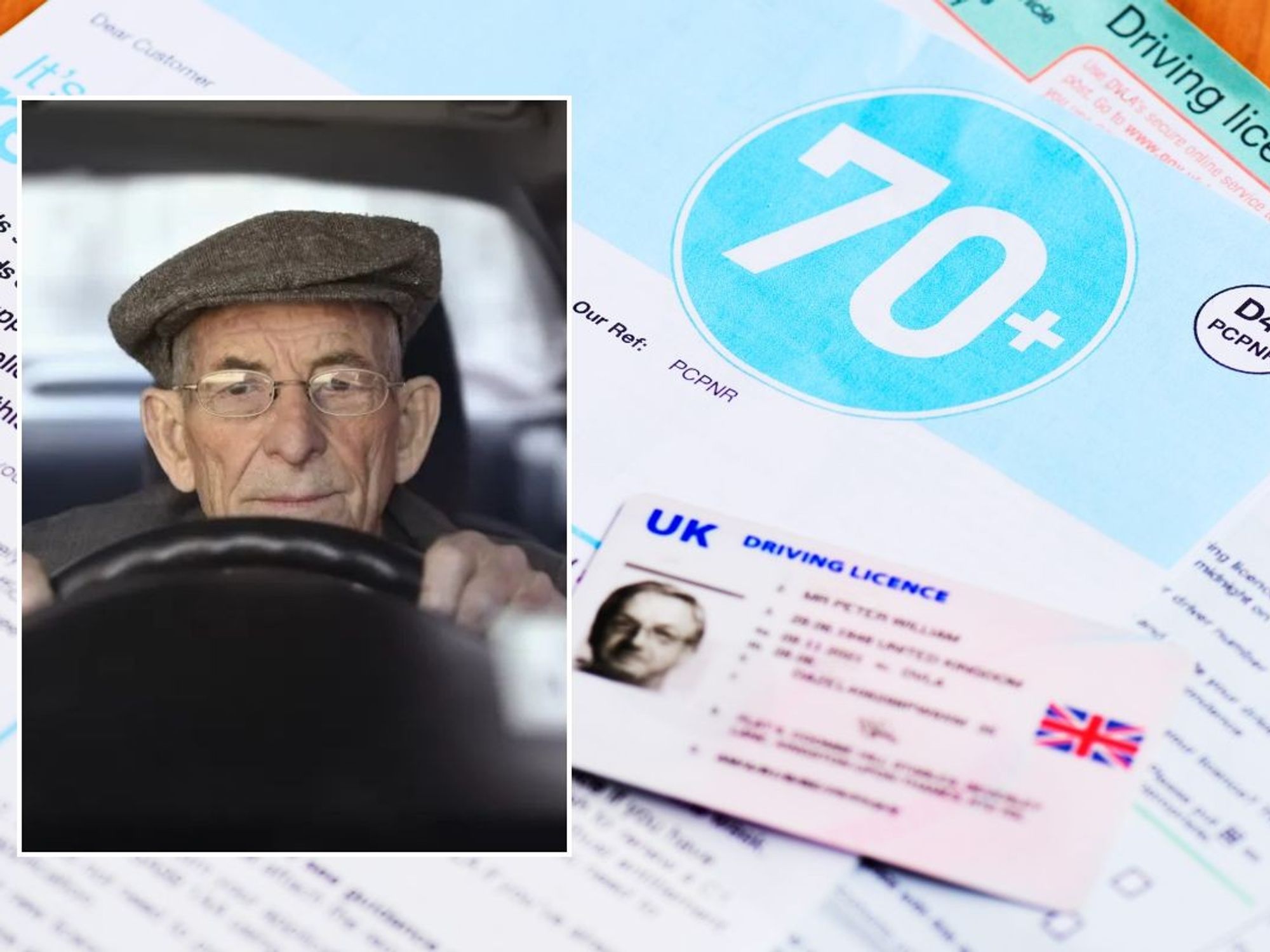 Elderly driver and an older driver's licence application form