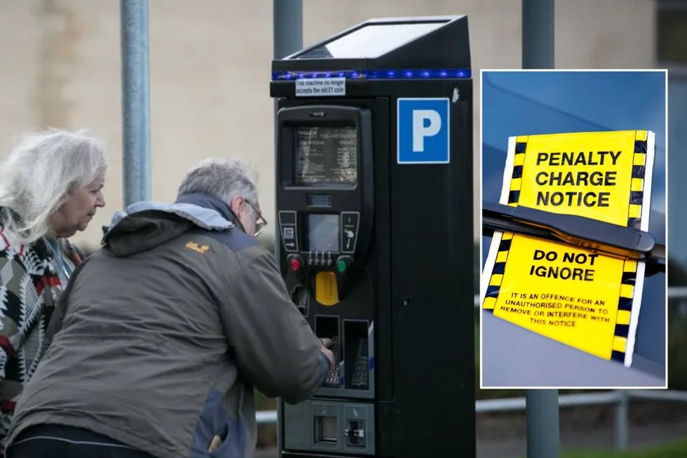 Elderly drivers paying for parking and a penalty charge notice