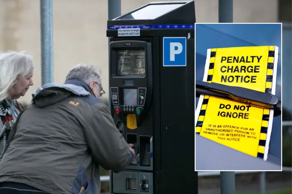 Elderly drivers using a parking machine and a penalty charge notice