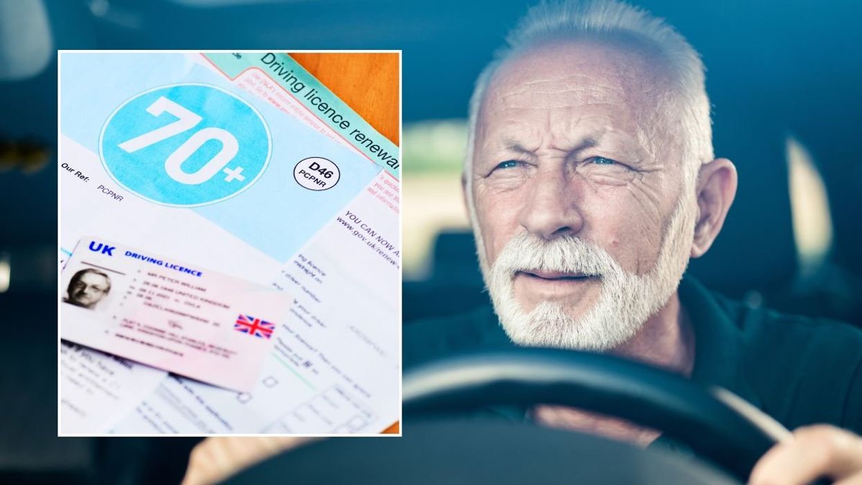 Elderly driving licence renewal and an older man driving a car