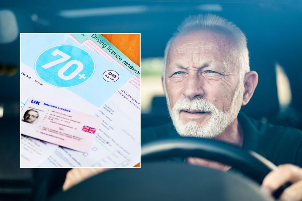 Elderly driving licence renewal and an older man driving a car